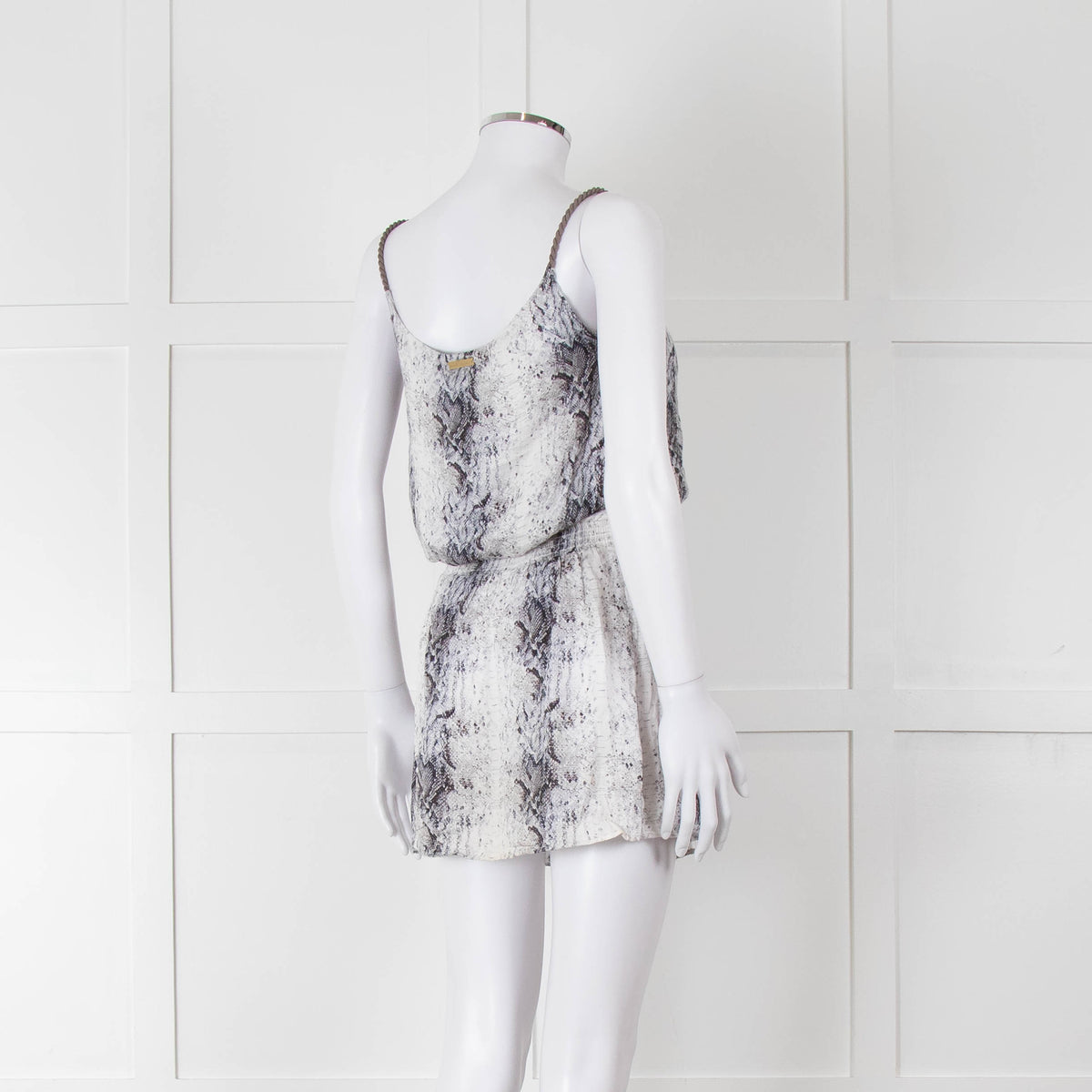 Heidi Klein White Black Snake Skin Print Mini Sun Dress