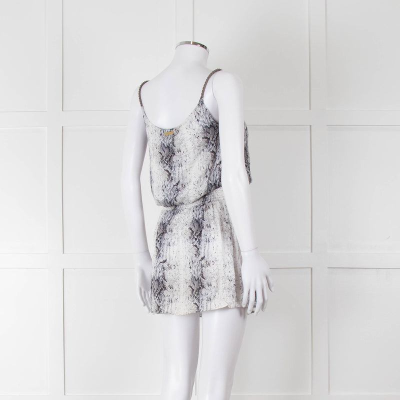Heidi Klein White Black Snake Skin Print Mini Sun Dress