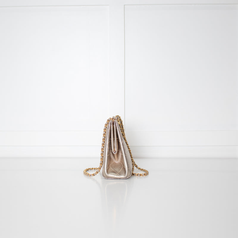 Chanel Champagne Gold Vintage Quilted Small Crossbody Bag
