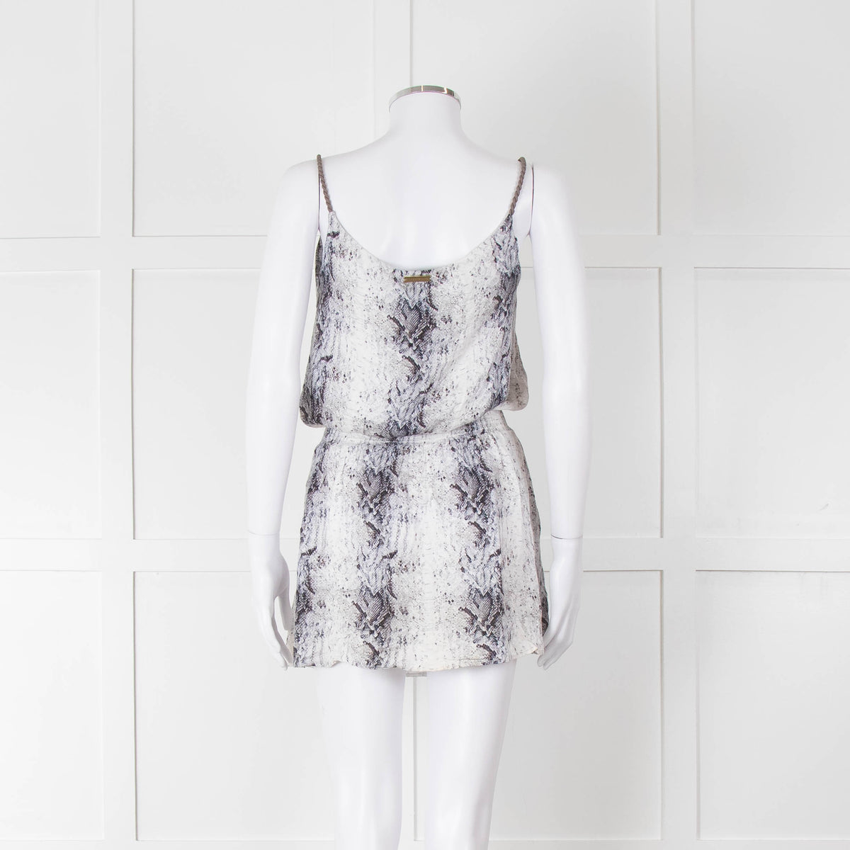 Heidi Klein White Black Snake Skin Print Mini Sun Dress