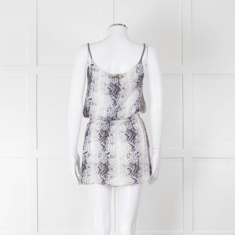 Heidi Klein White Black Snake Skin Print Mini Sun Dress