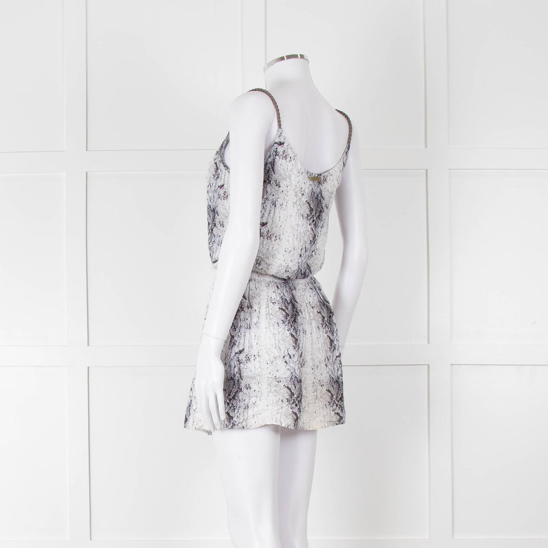 Heidi Klein White Black Snake Skin Print Mini Sun Dress