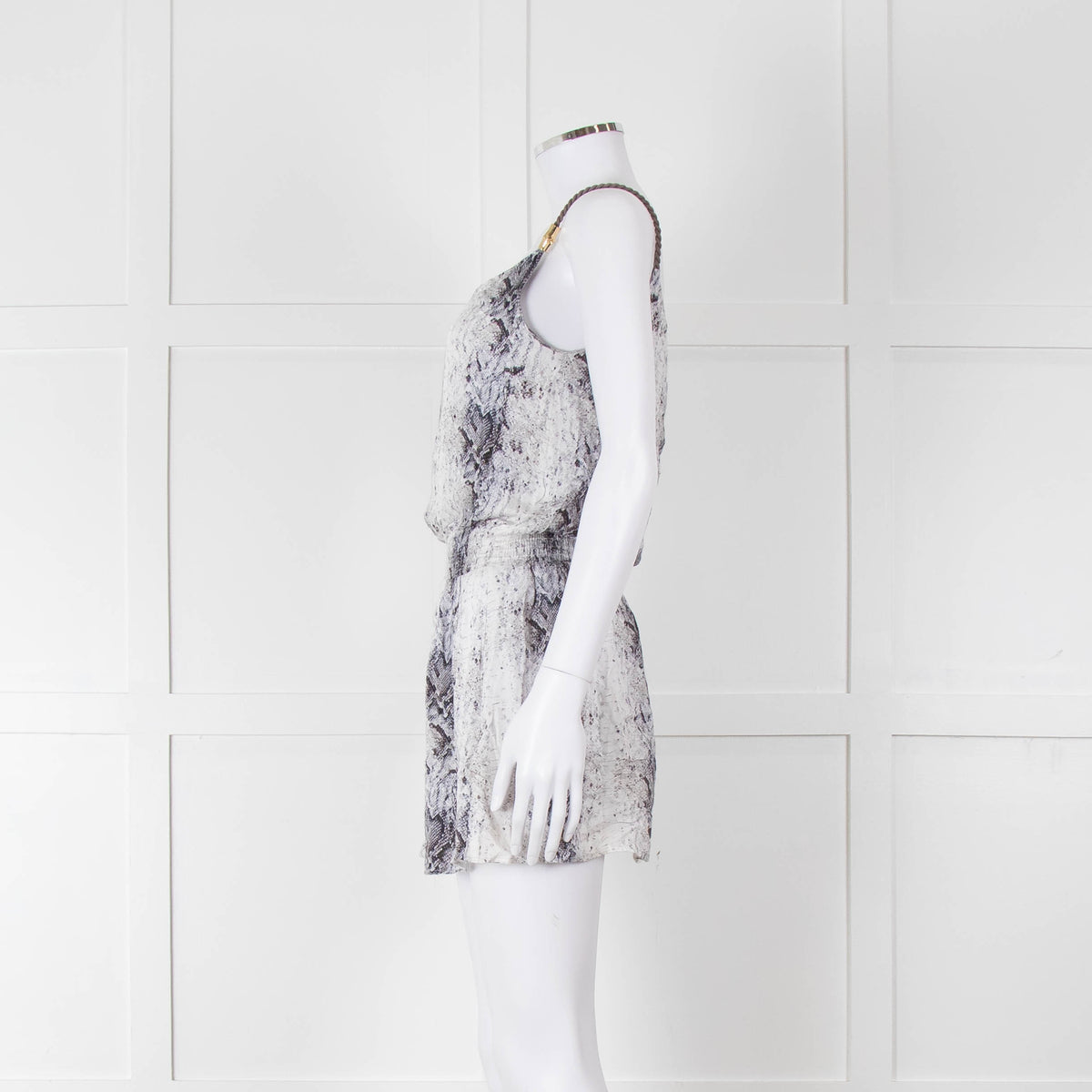 Heidi Klein White Black Snake Skin Print Mini Sun Dress