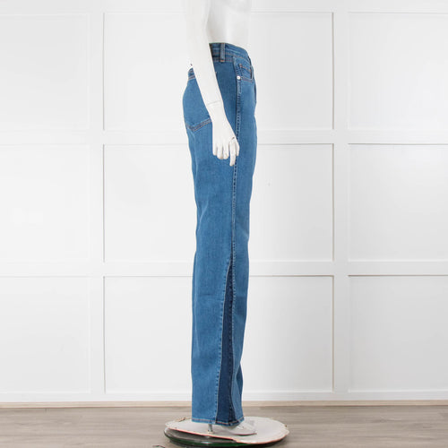 Veronica Beard Blue Two Tone Denim Flared Jeans