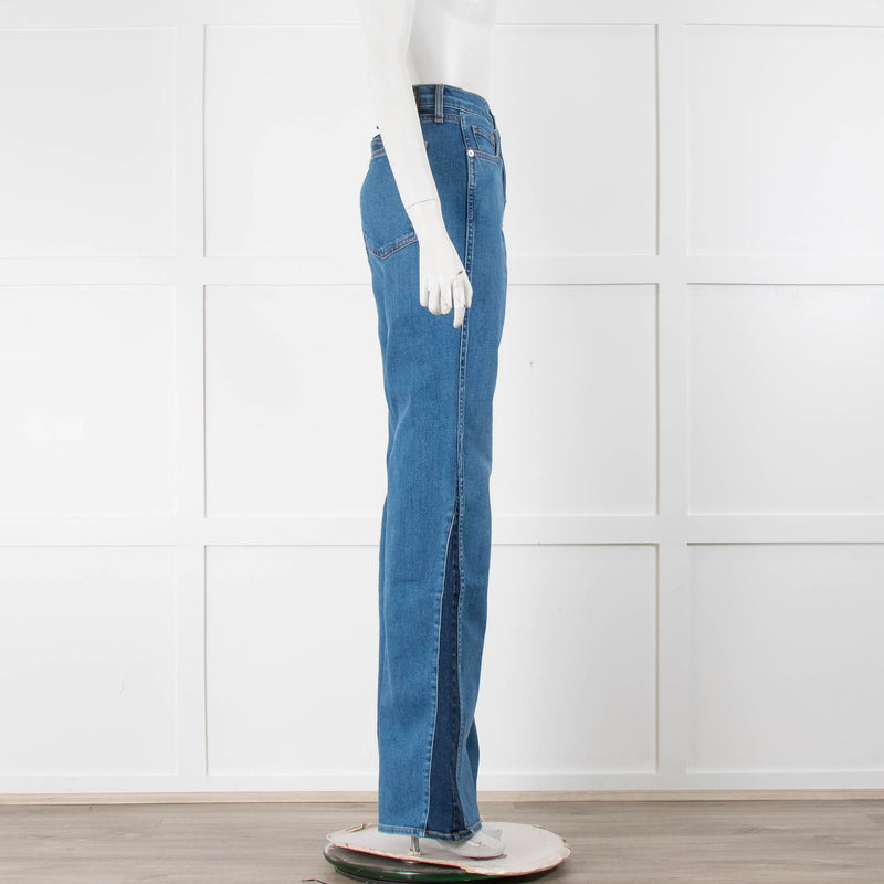 Veronica Beard Blue Two Tone Denim Flared Jeans