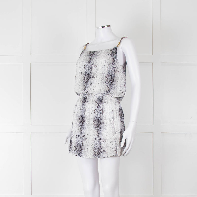 Heidi Klein White Black Snake Skin Print Mini Sun Dress