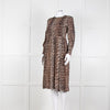 Ganni Leopard Print Midi Dress with Smocked Chest