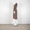 Ganni Leopard Print Midi Dress with Smocked Chest
