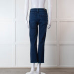 Paige Dark Blue Denim Jeans With Frayed Hem