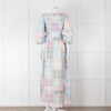 Fillyboo Pastel Blue Pink Floral Lace Trim Maxi Dress