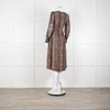 Ganni Leopard Print Midi Dress with Smocked Chest