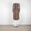 Ganni Leopard Print Midi Dress with Smocked Chest