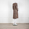 Ganni Leopard Print Midi Dress with Smocked Chest
