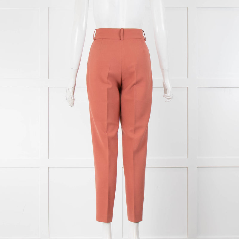 Sezane Pink Terracotta Slim Leg Trousers
