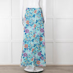 Ridley Blue Pink Floral Silk Maxi Skirt