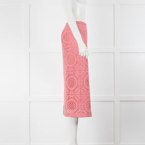 Burberry Pink Lace Pencil Skirt