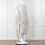 LoveShackFancy Cream Blue Floral Layered Skirt