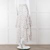 LoveShackFancy Cream Blue Floral Layered Skirt