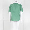 BA&SH Green Textured Short Sleeve Top