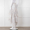 LoveShackFancy Cream Blue Floral Layered Skirt