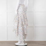 LoveShackFancy Cream Blue Floral Layered Skirt