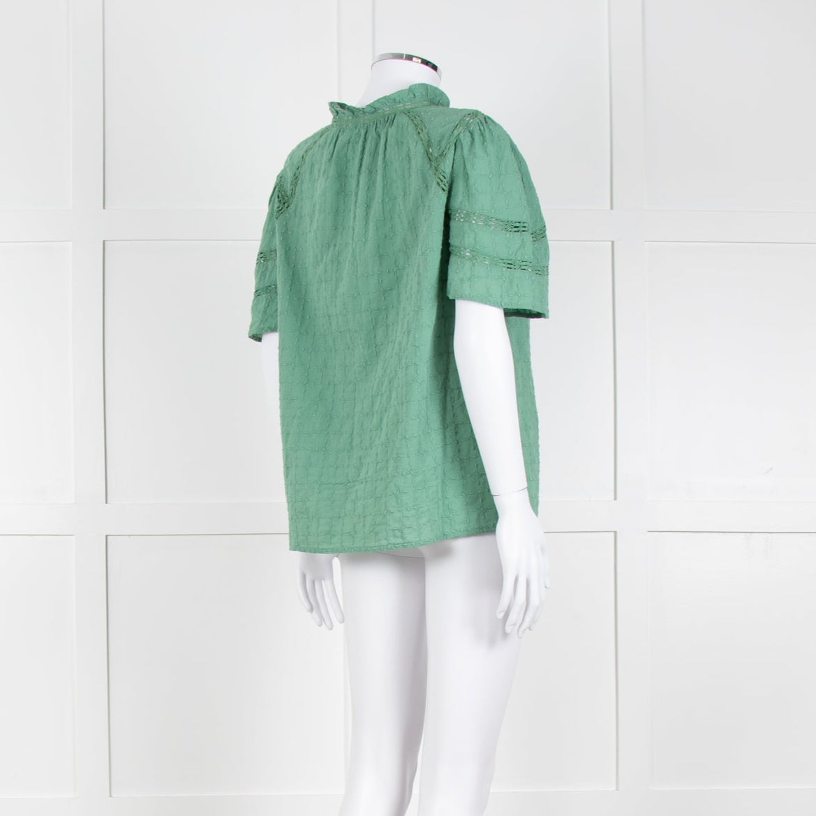 BA&SH Green Textured Short Sleeve Top