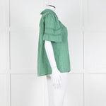 BA&SH Green Textured Short Sleeve Top