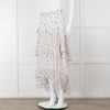 LoveShackFancy Cream Blue Floral Layered Skirt