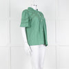 BA&SH Green Textured Short Sleeve Top
