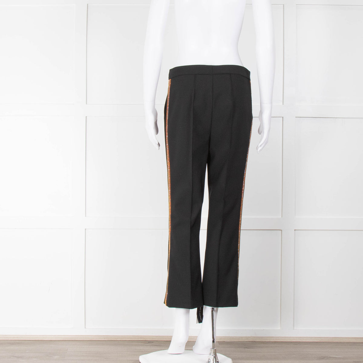 Area Black Tailored Trousers with Jewel Embellished Trim