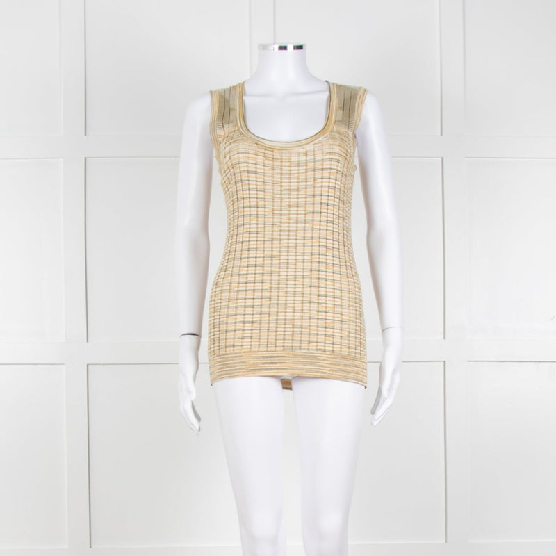 Missoni Yellow and Green Ribbed Knitted Tank Top