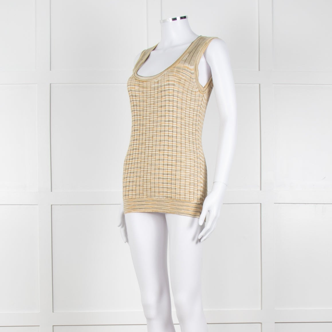 Missoni Yellow and Green Ribbed Knitted Tank Top
