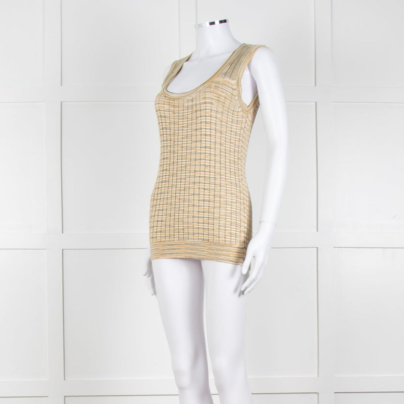 Missoni Yellow and Green Ribbed Knitted Tank Top
