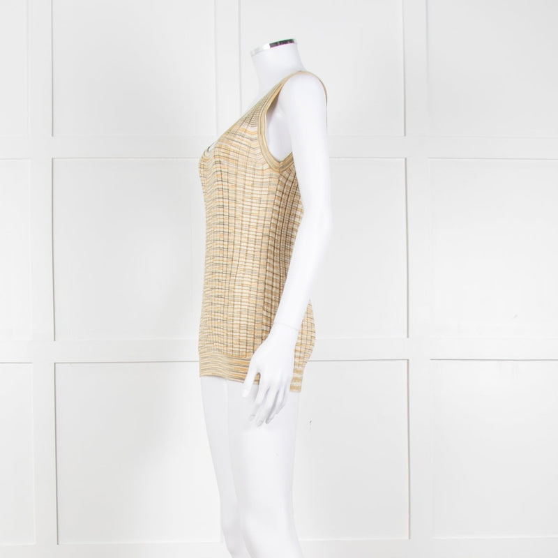 Missoni Yellow and Green Ribbed Knitted Tank Top