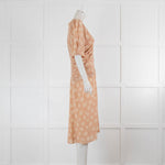 Bottega Veneta Peach Cream Floral Short Sleeve Button Front Silk Dress