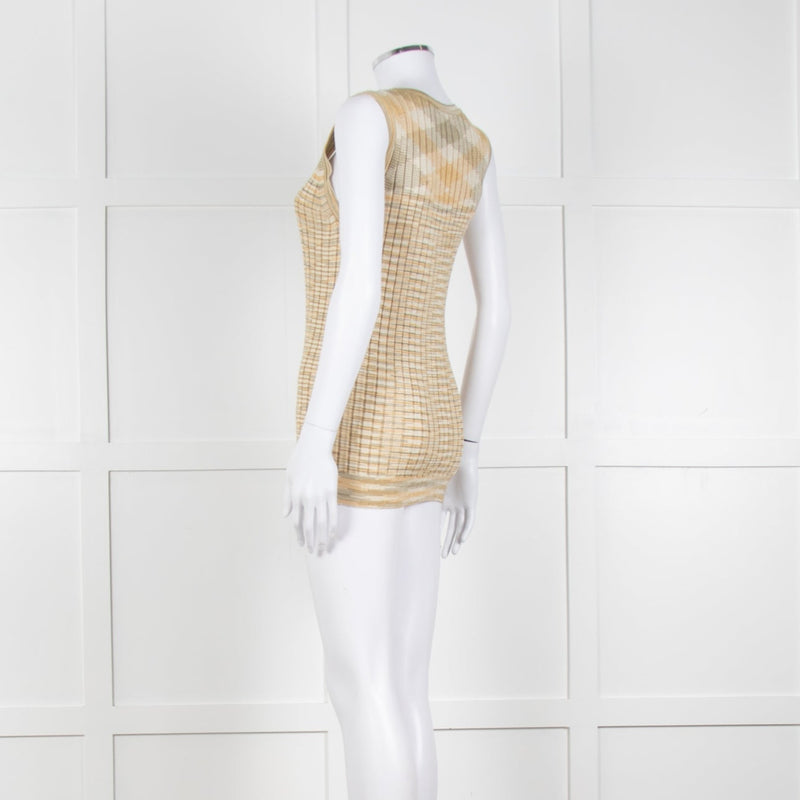Missoni Yellow and Green Ribbed Knitted Tank Top