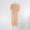 Bottega Veneta Peach Cream Floral Short Sleeve Button Front Silk Dress