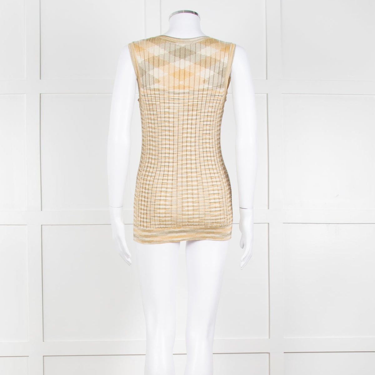 Missoni Yellow and Green Ribbed Knitted Tank Top