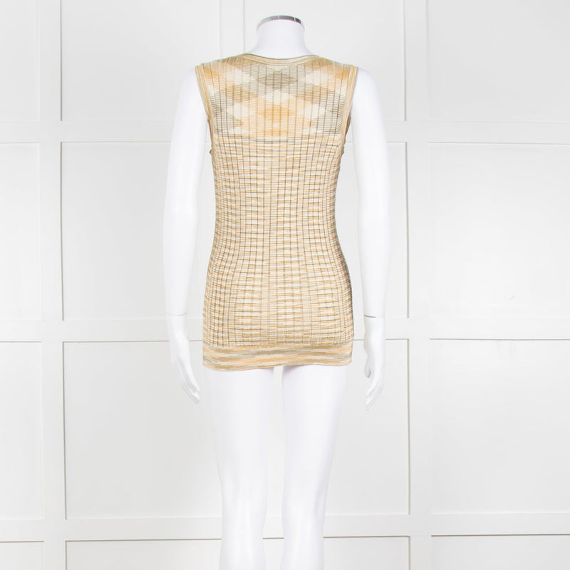 Missoni Yellow and Green Ribbed Knitted Tank Top