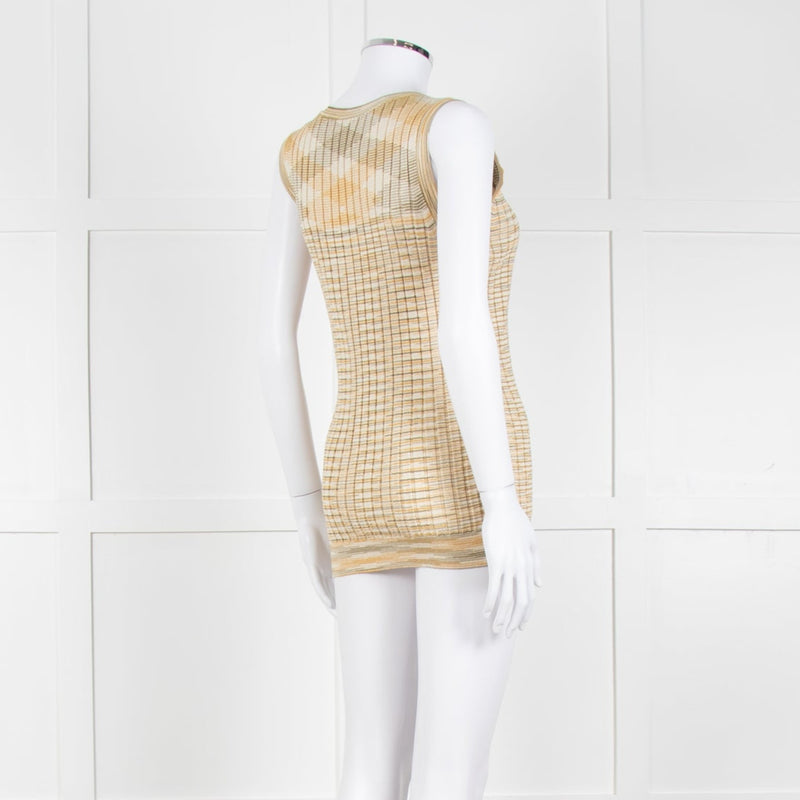 Missoni Yellow and Green Ribbed Knitted Tank Top