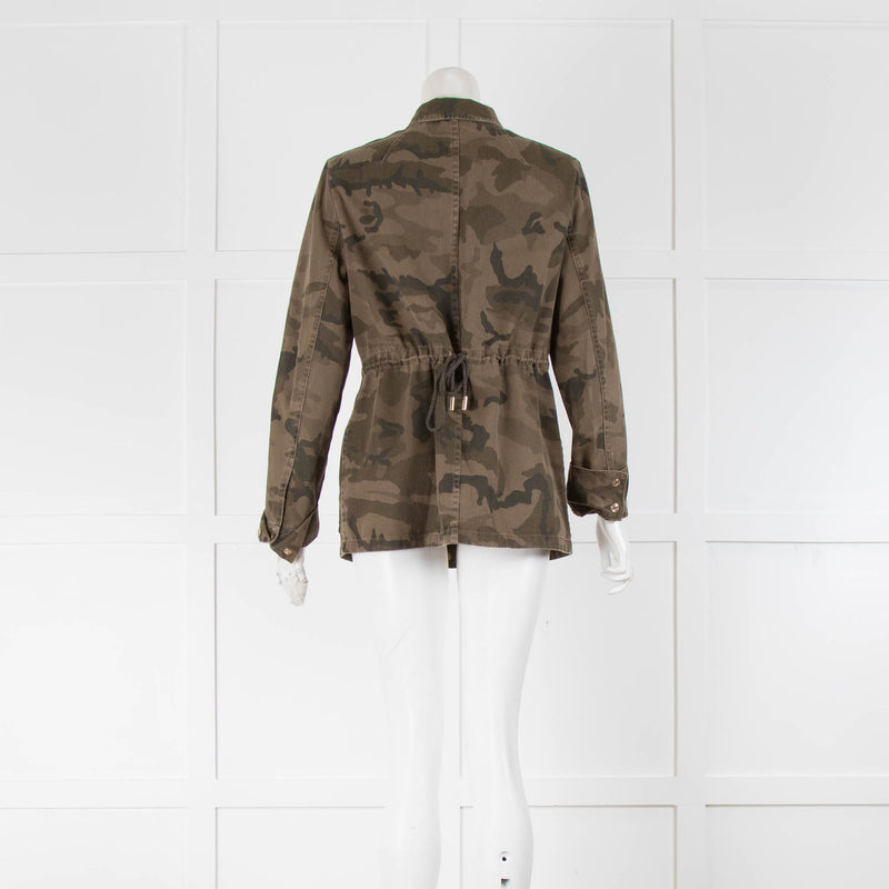 Me + Em Khaki Casual Drawstring Camouflage Jacket