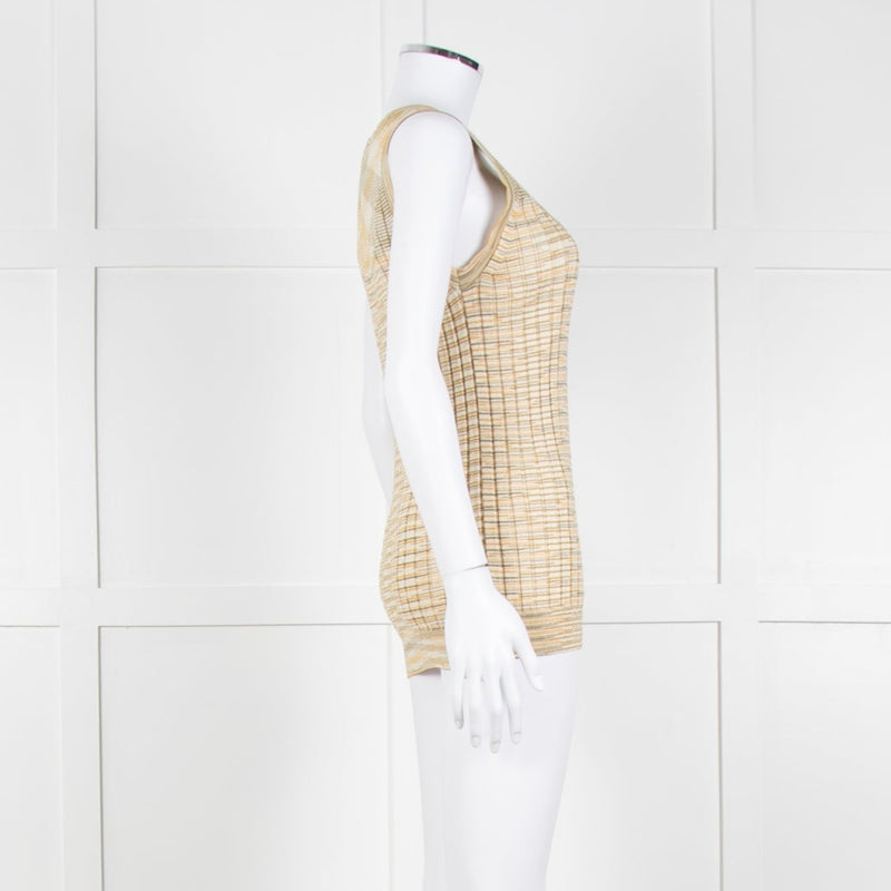Missoni Yellow and Green Ribbed Knitted Tank Top