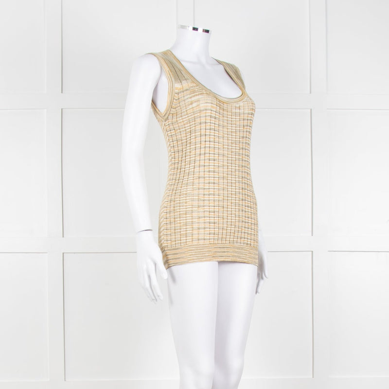 Missoni Yellow and Green Ribbed Knitted Tank Top