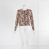 Diane Von Furstenberg Cream Blush Animal Print Cardigan