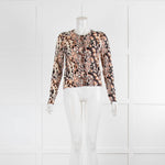 Diane Von Furstenberg Cream Blush Animal Print Cardigan