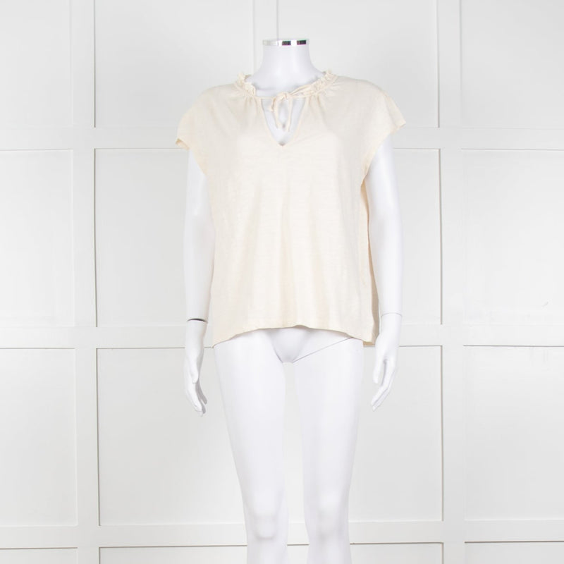 BA&SH Cream Frill Tie Neck Top