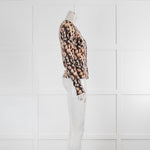 Diane Von Furstenberg Cream Blush Animal Print Cardigan