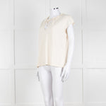BA&SH Cream Frill Tie Neck Top