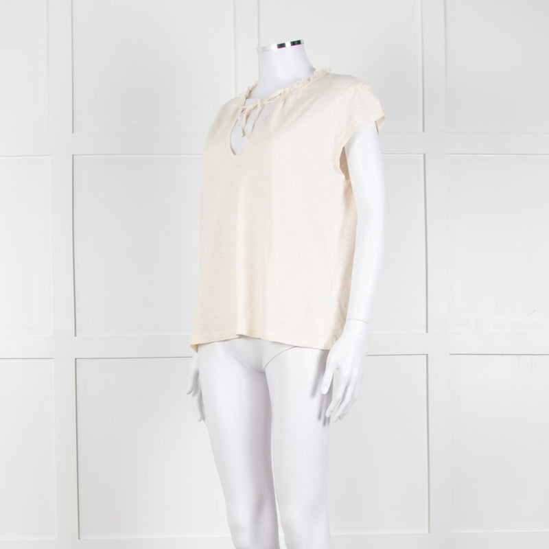 BA&SH Cream Frill Tie Neck Top