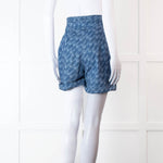 Fendi Blue Logo Chambray High Waisted Shorts